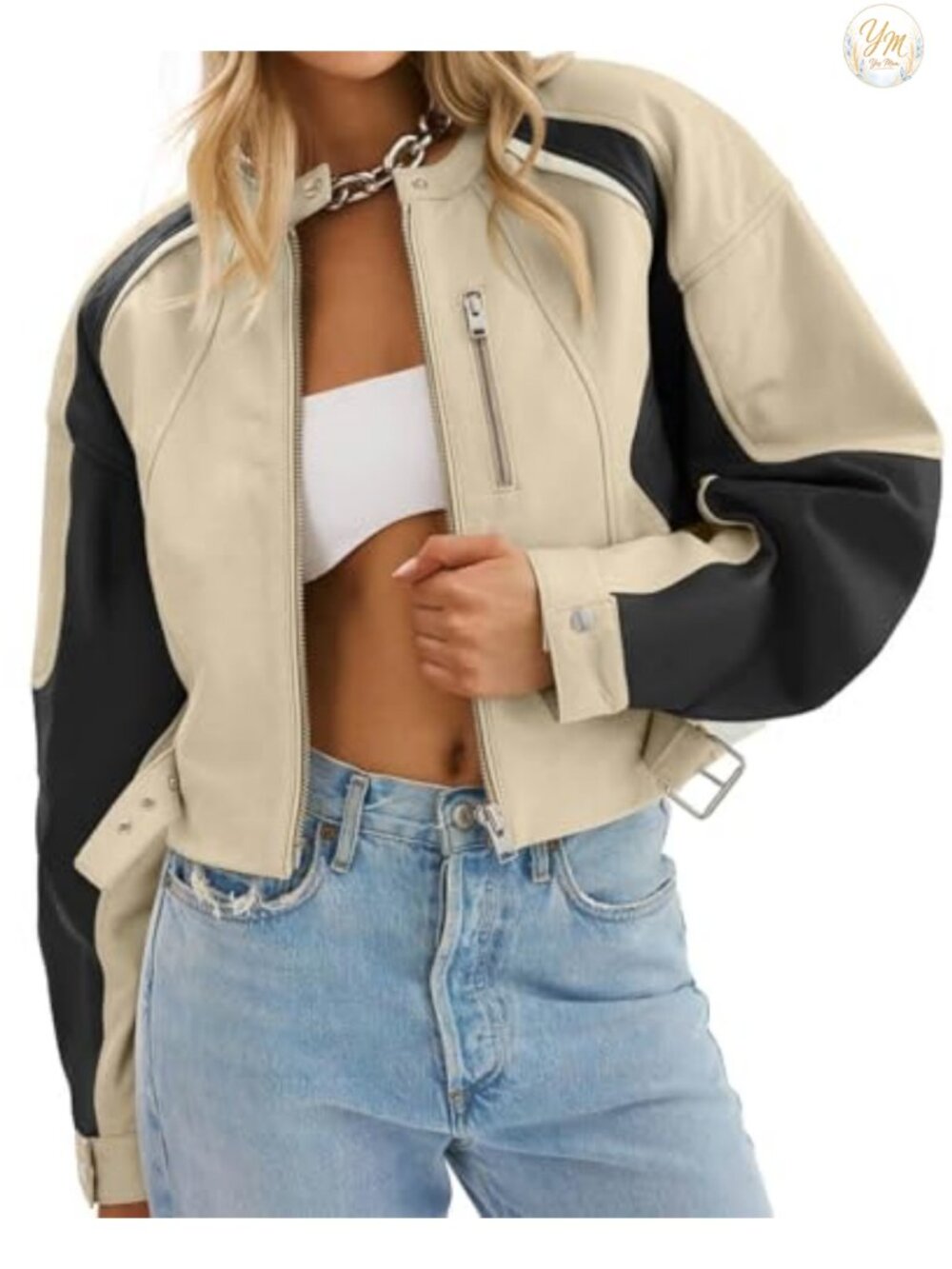 Womens Faux Leather Cropped Bomber Jacket Moto Biker Coat